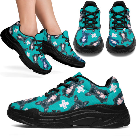Frenchy the Bulldog Medic Womens Chunky Sneaker - Teal